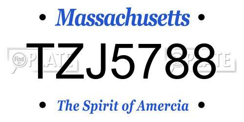 TZJ5788 Massachusetts License Plate