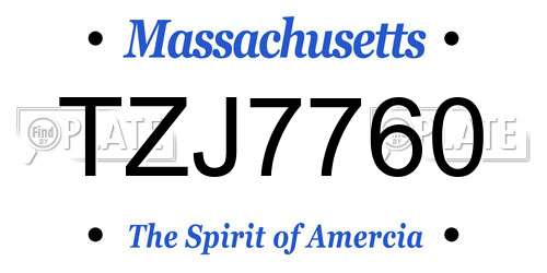 TZJ7760 Massachusetts License Plate