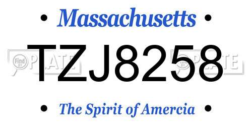 TZJ8258 Massachusetts License Plate