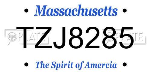 TZJ8285 Massachusetts License Plate
