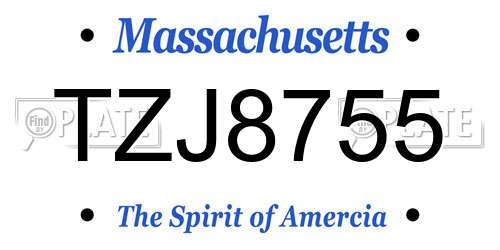 TZJ8755 Massachusetts License Plate