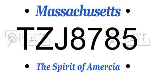 TZJ8785 Massachusetts License Plate