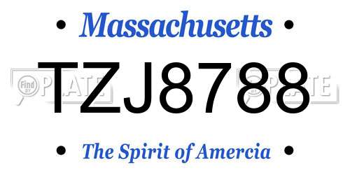 TZJ8788 Massachusetts License Plate