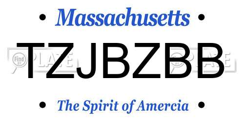 TZJBZBB Massachusetts License Plate