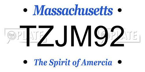 TZJM92 Massachusetts License Plate