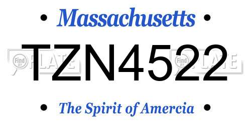 TZN4522 Massachusetts License Plate