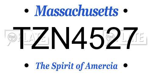TZN4527 Massachusetts License Plate