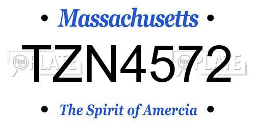 TZN4572 Massachusetts License Plate