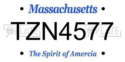 TZN4577 Massachusetts License Plate
