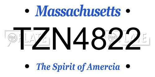 TZN4822 Massachusetts License Plate