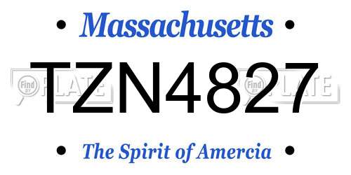 TZN4827 Massachusetts License Plate