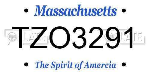 TZO3291 Massachusetts License Plate