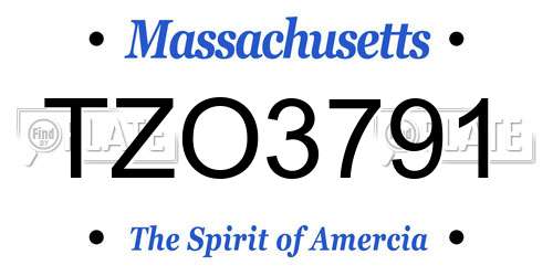 TZO3791 Massachusetts License Plate