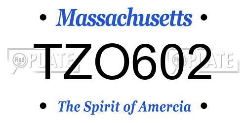 TZO602 Massachusetts License Plate