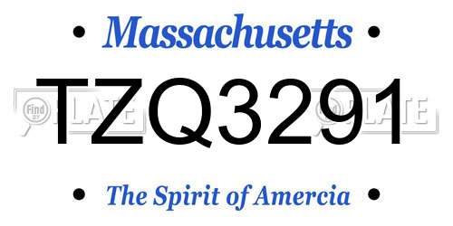 TZQ3291 Massachusetts License Plate