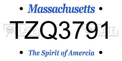 TZQ3791 Massachusetts License Plate