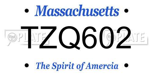 TZQ602 Massachusetts License Plate