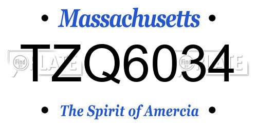 TZQ6034 Massachusetts License Plate