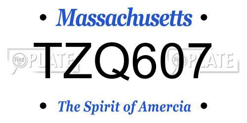 TZQ607 Massachusetts License Plate