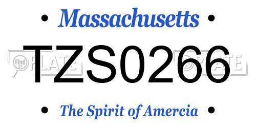 TZS0266 Massachusetts License Plate