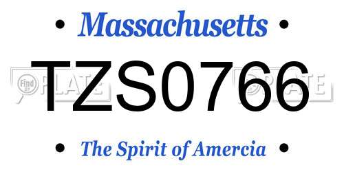 TZS0766 Massachusetts License Plate