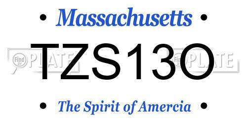 TZS13O Massachusetts License Plate
