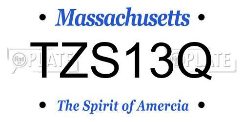TZS13Q Massachusetts License Plate