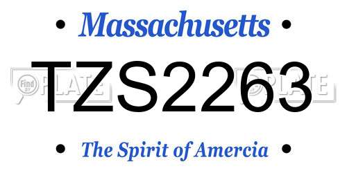 TZS2263 Massachusetts License Plate