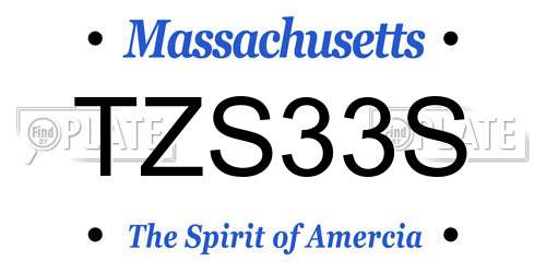 TZS33S Massachusetts License Plate
