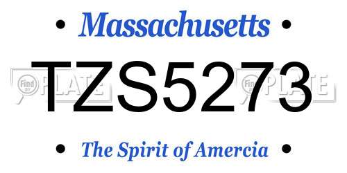 TZS5273 Massachusetts License Plate
