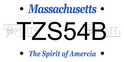 TZS54B Massachusetts License Plate