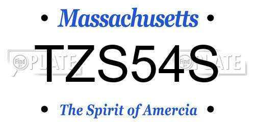 TZS54S Massachusetts License Plate