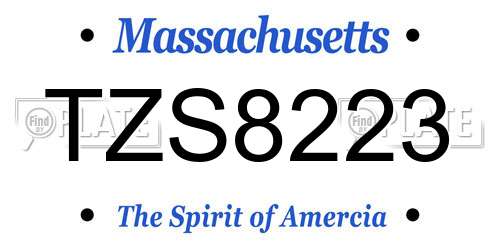 TZS8223 Massachusetts License Plate