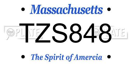 TZS848 Massachusetts License Plate