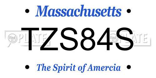 TZS84S Massachusetts License Plate