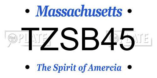 TZSB45 Massachusetts License Plate