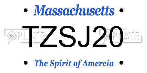 TZSJ20 Massachusetts License Plate