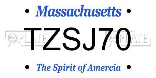 TZSJ70 Massachusetts License Plate
