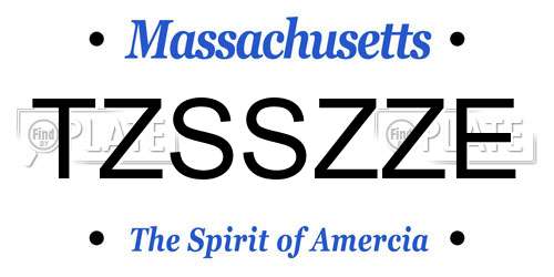 TZSSZZE Massachusetts License Plate