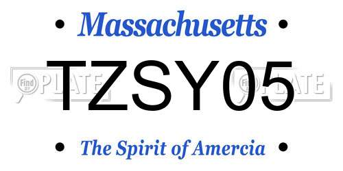 TZSY05 Massachusetts License Plate