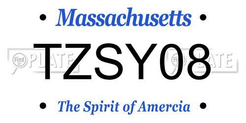 TZSY08 Massachusetts License Plate