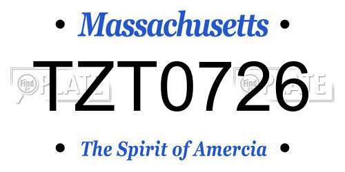 TZT0726 Massachusetts License Plate