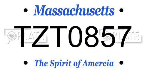 TZT0857 Massachusetts License Plate