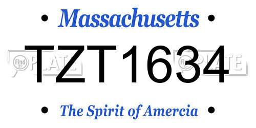 TZT1634 Massachusetts License Plate