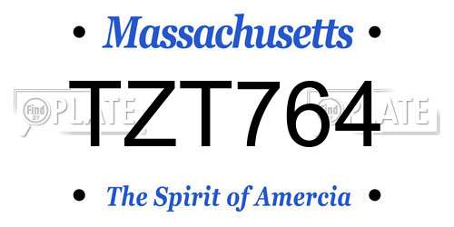 TZT764 Massachusetts License Plate