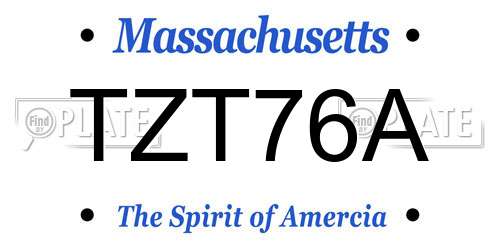 TZT76A Massachusetts License Plate
