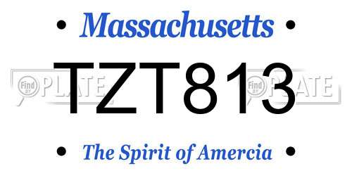 TZT813 Massachusetts License Plate