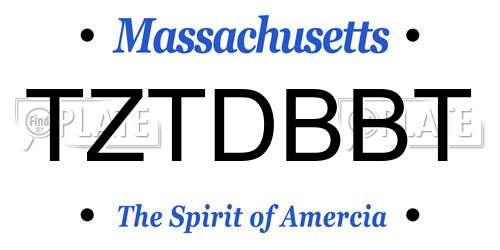TZTDBBT Massachusetts License Plate