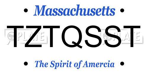TZTQSST Massachusetts License Plate