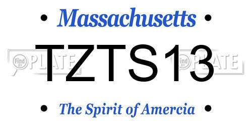 TZTS13 Massachusetts License Plate